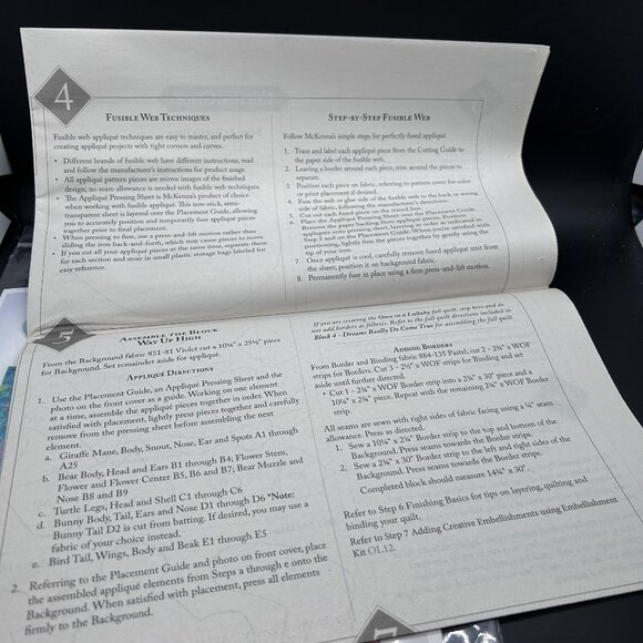 McKenna Ryan Block 1 “Way Up High” Applique Quilt Sewing Pattern Uncut FF - Picture 4 of 6